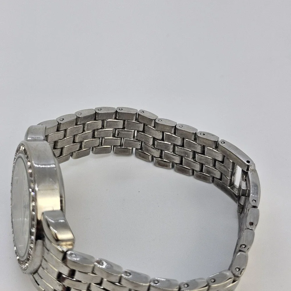 Women's Watch 35MM Cream Flowers Dial Gray Bracelet Band 7